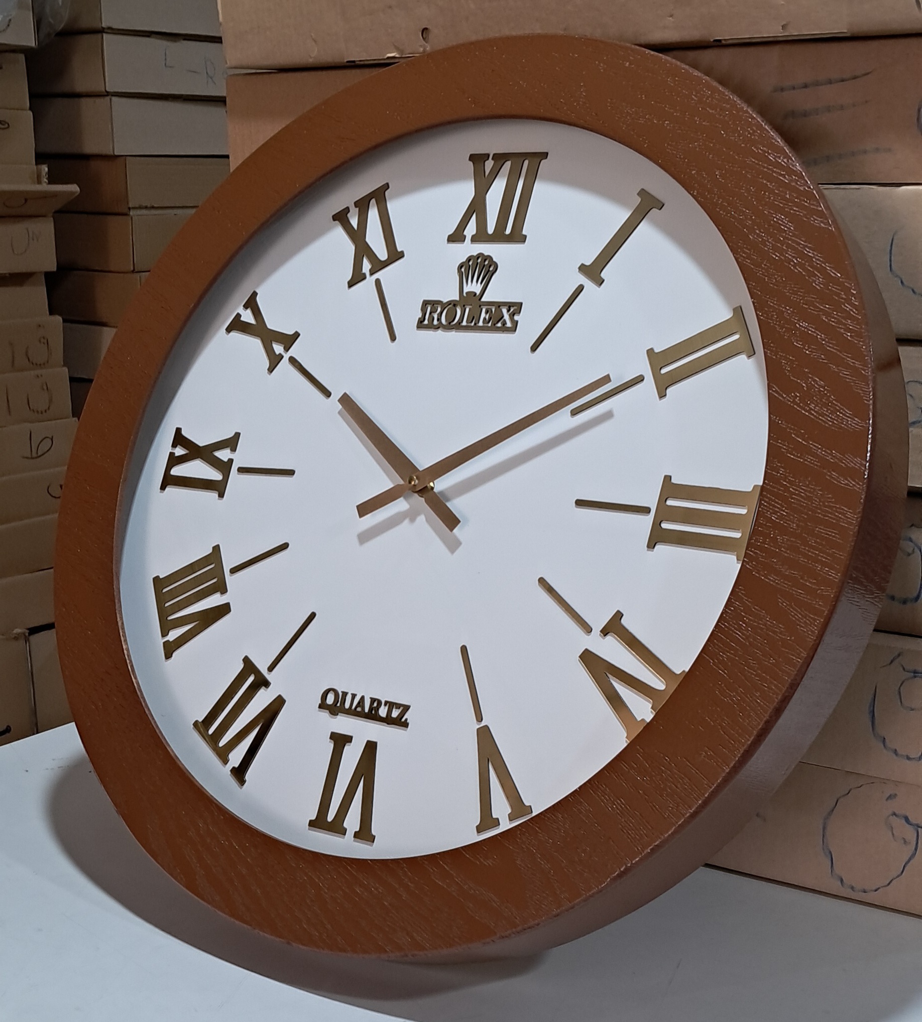 ساعت دیواری چوبی جدید بسیار زیبا با دو سال گارانتی
