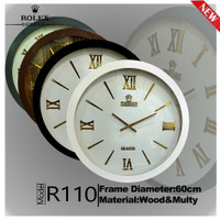 ساعت دیواری تمام چوبی مدل رولکس 110 قطر 60 سانت فوق العاده زیبا و جذاب در 5 رنگ مختلف