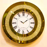 ساعت دیواری آینه ای نگین دار گرد سه تیکه مدل لوکس بسیار زیبا و جذاب در سه  رنگ مختلف نقره ای و برنز و طلایی قطر 60 سانت